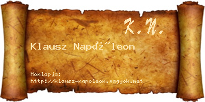 Klausz Napóleon névjegykártya